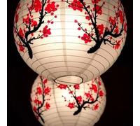 MOLUO Farolillo de Papel de Estilo Antiguo Redondo con Estampado de Letras de Flores de 40cm, decoración Japonesa para Bodas, Fiestas de cumpleaños, Dormitorio, Lampion