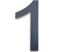 MOLVCE Número de casa acero inoxidable Altura: 20 cm, placa de número de casa al aire libre RAL 7016 antracita, 2 mm de grosor, metal Número de calle de acero inoxidable - Arial, número 1
