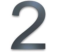 MOLVCE Número de casa acero inoxidable Altura: 20 cm, placa de número de casa al aire libre RAL 7016 antracita, 2 mm de grosor, metal Número de calle de acero inoxidable - Arial, número 2