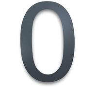 MOLVCE Número de casa acero inoxidable Altura: 20 cm, placa de número de casa al aire libre RAL 7016 antracita, 2 mm de grosor, metal Número de calle de acero inoxidable - Arial, número 0