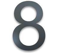 MOLVCE Número de casa antracita de acero inoxidable, altura de 20 cm, RAL 7016, Números de puerta de acero inoxidable macizo, estructura fina con recubrimiento de polvo, letra Arial - Número 8