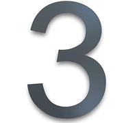 MOLVCE Número de casa de acero inoxidable Altura: 20 cm, placa de número de casa al aire libre RAL 7016 antracita, 2 mm de grosor, metal Número de calle de acero inoxidable - Arial, número 3