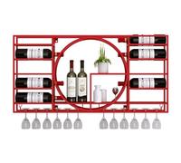 MOLVUS Botellero montado en la Pared con Estante para Copas, Moderno Estante de exhibición de Vino montado en la Pared de Metal, estantes flotantes para el hogar, Restaurante, Bares, Cocina
