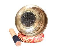 MOLVUS Juego de cuencos tibetanos de aleación para meditación de Buda, cuenco de terapia de sonido, hecho a mano en Nepal, fácil de jugar con cojín llamativo para yoga, oración, chakras, curación, relajación, atención plena