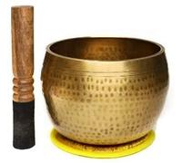 MOLVUS Juego de cuencos tibetanos originales, hechos a mano en Nepal, budismo, meditación, cuenco con cojín de golpeo, dorado, útil para yoga, oración, curación de chakras zen, relajación y atención plena