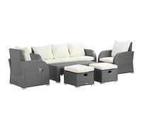 MOLVUS Juego de Muebles de Patio al Aire Libre de 6 Piezas, sofá seccional para Exteriores para Todo Tipo de Clima, Juego de conversación para Patio de Mimbre Tejido Manual con cojín y Mesa de Vidrio