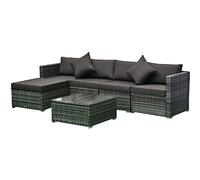 MOLVUS Juego de Muebles de Patio, Juegos de conversación al Aire Libre de 6 Piezas, sofá seccional de Mimbre y ratán con Mesa de Centro con cojín para balcón, Porche y Patio Trasero