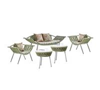 MOLVUS Juego de Muebles para Patio Exterior de 5 Piezas con Cojines Resistentes a la Intemperie, Mesa de conversación para Patio y Muebles para sillas