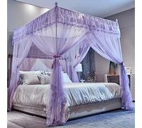 MOLVUS Mosquitera con dosel para Cama, mosquitera de Malla, mosquitera de Cuatro ángulos para Cama, mosquitera de Viaje para la mayoría de Las camas