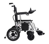 MOLVUS Silla de ruedas eléctrica, plegable, ligera, para adultos, portátil, plegable, marco de aleación de aluminio, linterna, doble acción, puede caminar sin electricidad, gran capacidad L