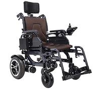 MOLVUS Silla de ruedas eléctrica resistente con reposacabezas, silla de ruedas plegable y ligera, ángulo de respaldo que se puede ajustar, reposabrazos se puede levantar, ancho del asiento 43 cm