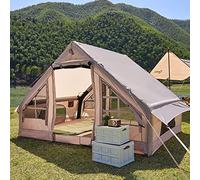 MOLVUS Tienda de campaña inflable con bomba, grandes tiendas de campaña de aire al aire libre para glamping, impermeable/fácil instalación, tiendas de campaña calientes de lona para 4 a 8 personas