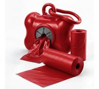 MOLY 40 Bolsas Excrementos Perros + Dispensador Hueso con Mosquetón Rojo | Pack Bolsas Basura, Heces, Cacas para Perro | Bolsitas 35 x 23 Sin Fugas, Resistentes y Sin Fragancia