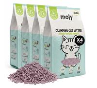 Moly Arena Aglomerante para Gatos con Pellet de Maiz 11.2 kg-Libre de Polvo y Fácil de Aglomerar-Especial Cuidado Gatos- 4 Unidades