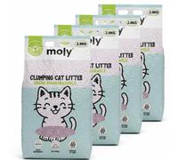 Moly Arena de Tofu para Gatos 11,2 kilos- 29.2 Litros-con Lavanda- Pack de 4-Arena Aglomerante para Gatos, mezcla Almidón de Maiz con Caña de Bambú-Libre de Polvo, muy Aglomerante-Control de