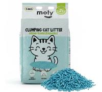 MOLY Arena para Gatos Ecologica de Maíz y Bambú Aroma Talco 2,8 KG / 3,7 L | Arena Eco Aglomerante Tipo Tofu | Control Natural de Olores | Lecho Vegetal Biodegradable y Absorbente