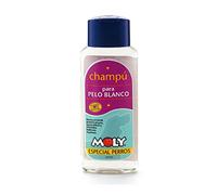 MOLY Champú Pelo Blanco para Perros 250 ML| Champu Canino Realza el Brillo y Elimina Tonos Amarillos | pH Neutro para Piel Sensible | Brillo y Volumen Natural para tu Mascota