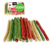 MOLY Palillos de Colores para Perros Unidades | Snack Natural de Piel de Vaca | Recompensa Masticable | Cuida la Salud Dental Canina | Ideal para Adiestramiento (200 Unidades)