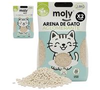 MOLY x2 Arena Ecologica para Gatos Tofu Natural 5,6 KG 7,4 L | Arena Vegetal Biodegradable Maiz y Bambu | Aglomerante Alta Absorcion | Sin Polvo | Lecho Mineral Compostable