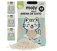 MOLY x4 Arena Ecologica para Gatos Tofu Natural 11,2 KG 14,8 L | Arena Vegetal Biodegradable Maiz y Bambu | Aglomerante Alta Absorcion | Sin Polvo | Lecho Mineral Compostable