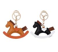 Molyorch 2 piezas Mujeres Charms Cuero Bolso Colgante, KeyChain Cartoon Pony, Rocking Horses Keyring adecuado como accesorio diario o regalo pensativo