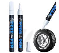 MOLZINY 2 Piezas Marcador para Neumáticos Blanco Rotulador Impermeable para Neumáticos de Coche Rotulador Blanco Ruedas Rotuladores de Pintura para Neumáticos de Coche para Piedra, Neumáticos, Tela