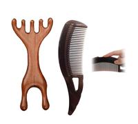 MOLZINY 2 Piezas Peine para la Caspa Con peine de masaje de plástico Peine de Dientes Huecos para el Cuero Cabelludo con Caspa Peine de limpieza con mango de empuje para Mujeres y Hombres