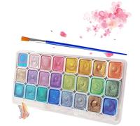 MOLZINY 24 Colores Acuarela Metálica y Purpurina en Maletín de Metal Portátil que cambia de color set de acuarelas acuarela perlada para pintura artística Idea de Regalo Para Artistas y Pintores