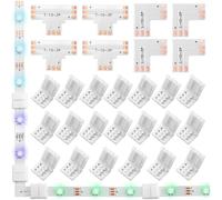 MOLZINY 28 piezas Conector 4 Pines Para Tira Led Rgb 10mm Ancho Conector Tira Led Rgb 4 Pin Conector Rápido Sin Soldadura Para Tiras Smd 5050 Adaptador Práctico Para Proyectos De Iluminación Led