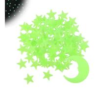 MOLZINY Juego de 100 estrellas luminosas para habitación infantil que brillan en la oscuridad, estrellas, luna, pegatinas luminosas, pegatinas fluorescentes de plástico con pegatinas autoadhesivas