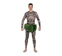 My Other Me - Disfraz de Guerrero de la Isla Maui. Talla L. Traje con Tatuajes, Collar de Dientes y Taparrabos de Hojas para una Aventura Épica