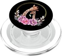 Mom and Baby Giraffe For Safari Animal Lover Floral Circle PopSockets PopGrip para MagSafe
