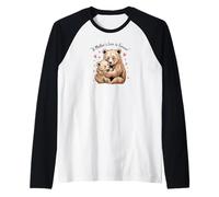 Mom Bear Cub Funny Pregnant Loading Baby Mother Camiseta Manga Raglan