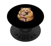Mom Bear Cub Funny Pregnant Loading Baby Mother PopSockets PopGrip Adhesivo