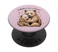 Mom Bear Cub Funny Pregnant Loading Baby Mother PopSockets PopGrip Adhesivo