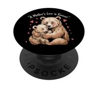 Mom Bear Cub Funny Pregnant Loading Baby Mother PopSockets PopGrip Adhesivo