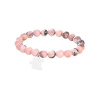 Mom Bracelets - Mothers Day Natural Stone Jewelry | Puzzle Pendant Bracelet | Gift For Grandma Daughter Sister | For Birthday, Holiday, Personal Expression, Family, Stainless Steel Charm, Pink Zebra