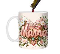Mom Coffee Tags, Mom Tags for Women,Copa de bebida del día de la madre de cerámica | Patrón floral Elegante apreciación de recuerdo para los amantes del café apasionados del té Son Sonte