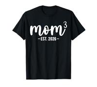 Mom Cubed EST 2026 Mom3 Mother of Three Boys Girls Camiseta