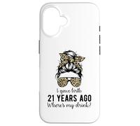 Mom Dad on 21 Year Old Son Daughters 21st Birthday Messy Bun Carcasa para iPhone 16