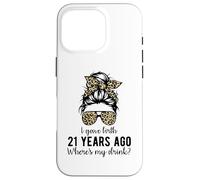 Mom Dad on 21 Year Old Son Daughters 21st Birthday Messy Bun Carcasa para iPhone 16 Pro