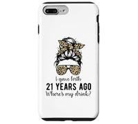 Mom Dad on 21 Year Old Son Daughters 21st Birthday Messy Bun Carcasa para iPhone 7 Plus/8 Plus