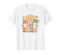 Mom EST 2026 Groovy Retro Daisy Flower New Mom Mother's Day Camiseta