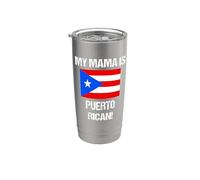 Mom Flags My Mama Is Puerto Rico Country Flag Vaso térmico de acero inoxidable de doble pared