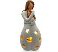 Mom Hug Daughter Candle Holder Resin Decorative Statue Ornament with Led