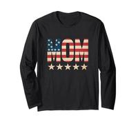 Mom Mode All Day Everyday Mother's Day Mom American Flag Manga Larga
