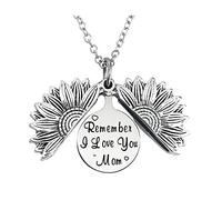 Mom Mother Gifts from Daughter Son to Mommy Christmas Gifts Silver Sunflower Locket Necklace for Mom Birthday Gifts Remember I Love You Mom Mothers Day Presents