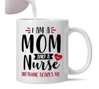 Mom Mug - Nurse Theme English Letter Pattern Drinkware, 350ML Mother's Day Coffee Cup for Women, Grandma, Wife, Lady, Birthday Gift, Cute Ceramic Mug for Home, Office, Tea, Coffee, Hot Drinks