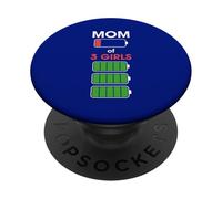 Mom of 3 Girls Funny Woman with Three 3 Daughter Christmas PopSockets PopGrip Adhesivo