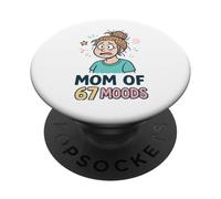 Mom of 67 Moods Funny Cartoon Expression Mom 67 Meme PopSockets PopGrip Adhesivo